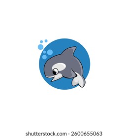 Cute baby whale illustration design.