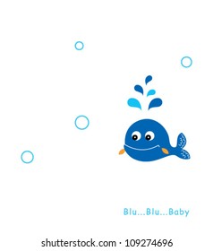 cute baby whale in ocean