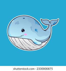 cute baby whale sealife animal cartoon isolated on white background rainbow in scandinavian style on a isolated background