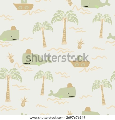 Cute Baby Whale Seamless Pattern | Hand-Drawn Nursery Ocean Design"
Adorable hand-drawn seamless pattern featuring smiling baby whales and underwater elements in soft.