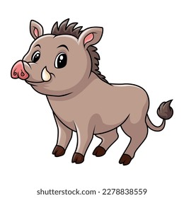 Cute baby wild boar cartoon smile