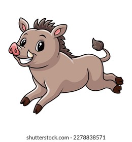 Cute baby wild boar cartoon smile