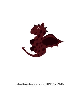 a cute baby winged dragon smiling