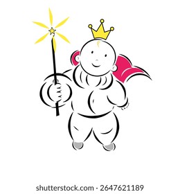 a cute baby wizard prince carrying a magic wand