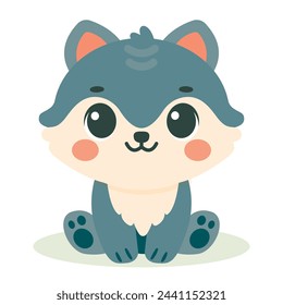 Cute baby wolf character. Vector illustration for children design. Flat style