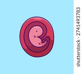 Cute Baby In Womb Cartoon Vector Icon Illustration. People Nature Icon Concept Isolated Premium Vector. Flat Cartoon Style