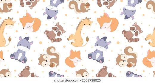 Cute baby woodland seamless pattern, wallpaper, seamlessly