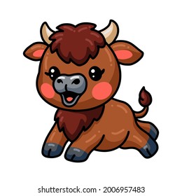 Cute Baby Yak Cartoon Jumping