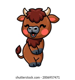 Cute baby yak cartoon posing
