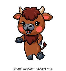 Cute baby yak cartoon presenting