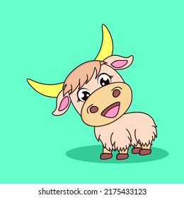 Cute baby yak cartoon. vector icon illustration