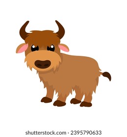 Cute baby yak cartoon vector