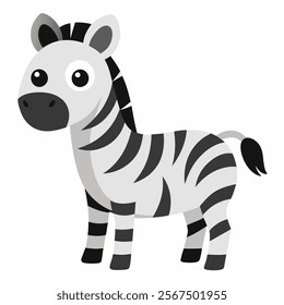 cute baby zebra animal carton vector icon on white background