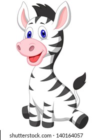 Cute Baby Zebra Cartoon Stock Vector (Royalty Free) 140164057 ...