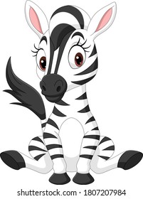 Cute baby Zebra Cartoon sitzend