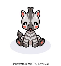 Cute baby zebra cartoon sitting