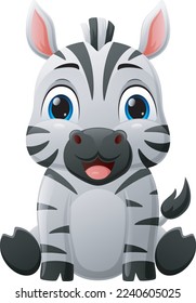 Cute baby zebra cartoon sitting