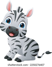 Cute baby zebra cartoon sitting