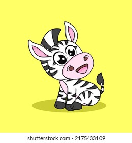 Cute baby zebra cartoon. vector icon illustration