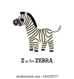 Cute baby zebra. Cartoon vector hand drawn eps 10 illustration isolated on white background.