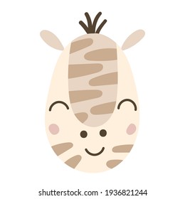 Cute baby zebra face. Vector illustration.