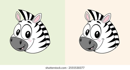 Cute baby zebra head vector with charming black and white stripes, perfect for playful designs and illustrations.