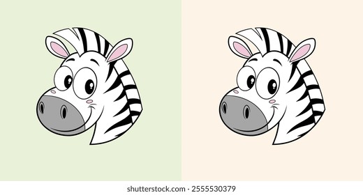 Cute baby zebra head vector with charming black and white stripes, perfect for playful designs and illustrations.