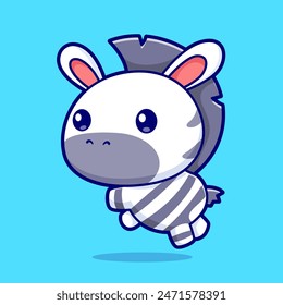 Cute Baby Zebra Jumping Cartoon Vector Icon Illustration. Animal Nature Icon Concept Isolated Premium Vector. Flat Cartoon Style