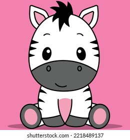 Cute Baby Zebra, Kawaii Zebra Sitting