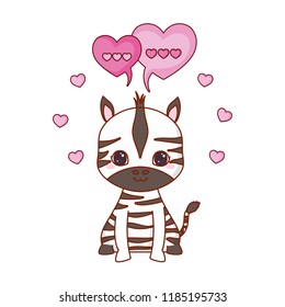 cute baby zebra love speech bubble romantic