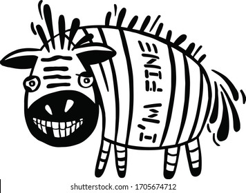 Cute baby zebra on a white background 