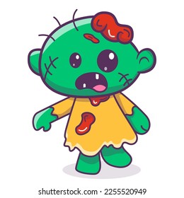 Cute baby zombie cartoon vector icon illustration animal