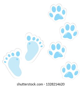 Cute babyboy footprint and paws