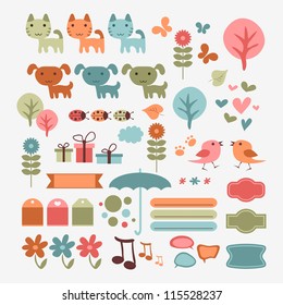 Cute babyish scrapbook elements