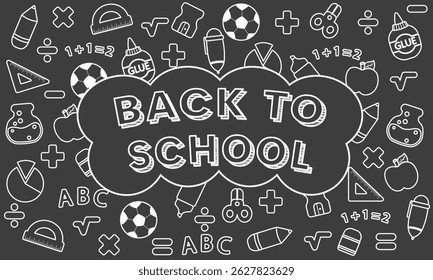 Cute back to school banner with school supplies element background