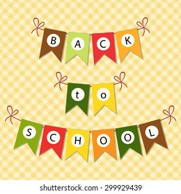 Cute Back to School bunting flags in traditional autumn colors