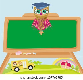 cute back to school illustration with owl