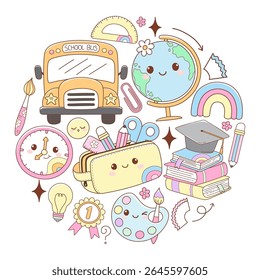 Bonito de volta para a escola, professor Elementos Doodle estilo desenhos animados mão desenhado vetor