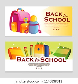 cute back to school theme banner with school stationary