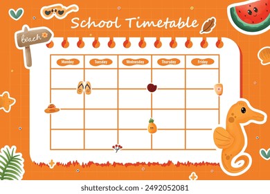 Cute Back to School Timetable Template