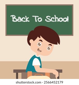 Cute back to school vector illustration of a boy studying