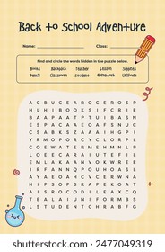 cute back to school word search worksheet printable for kids fun education learning