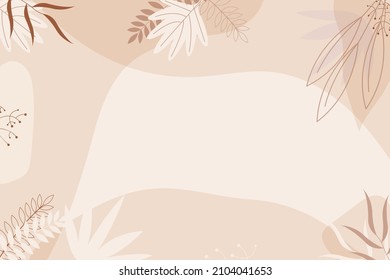 Fondo lindo con formas y hojas abstractas. Fondo floral rectangular con elementos beige y marrón. Ilustración del vector