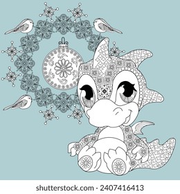 Cute background with baby dragon for wallpaper, gift paper, patterns, textiles, greeting cards.
