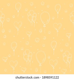 Cute background with balloons. Seamless background. Hand drawn.