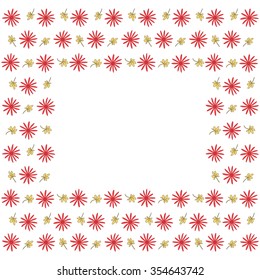 Cute background border frame with flowers and leaves isolated on the white (transparent) fond. With space for text. Can be used for invitations, poster or greeting cards. Vector illustration eps