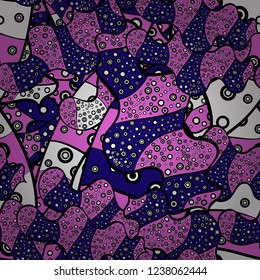 Cute background. It can be used on wallpaper, wrapping boxes, mug prints, baby apparels etc. Vector sketch. Violet, blue and black on colors. Seamless pattern Nice fabric pattern. Doodles pattern.