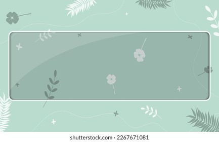 Cute background of cartoon leaf decoration with blank frame in the middle
