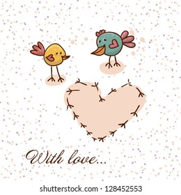 Cute background in cartoon style of love a pair of lovers Greeting card