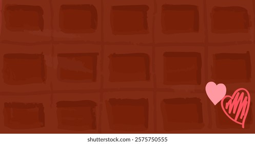 Cute background of chocolate bar and heart Horizontal Valentine